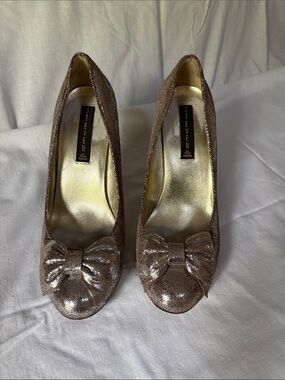 Metallic Leather Bow Pumps - Women's
